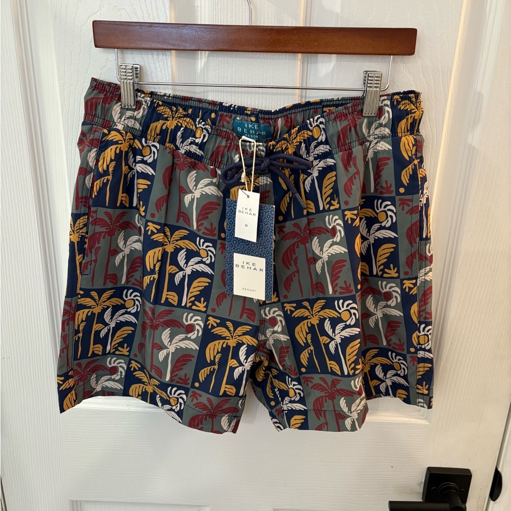 Ike Behar Blue and Red Board Shorts Swimwear